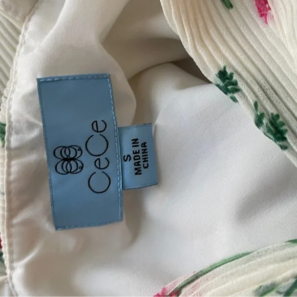 CeCe Floral Halter Maxi Dress - White and Pink - Picture 4 of 4